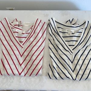 2 Set Stripped Short Sleeve Top